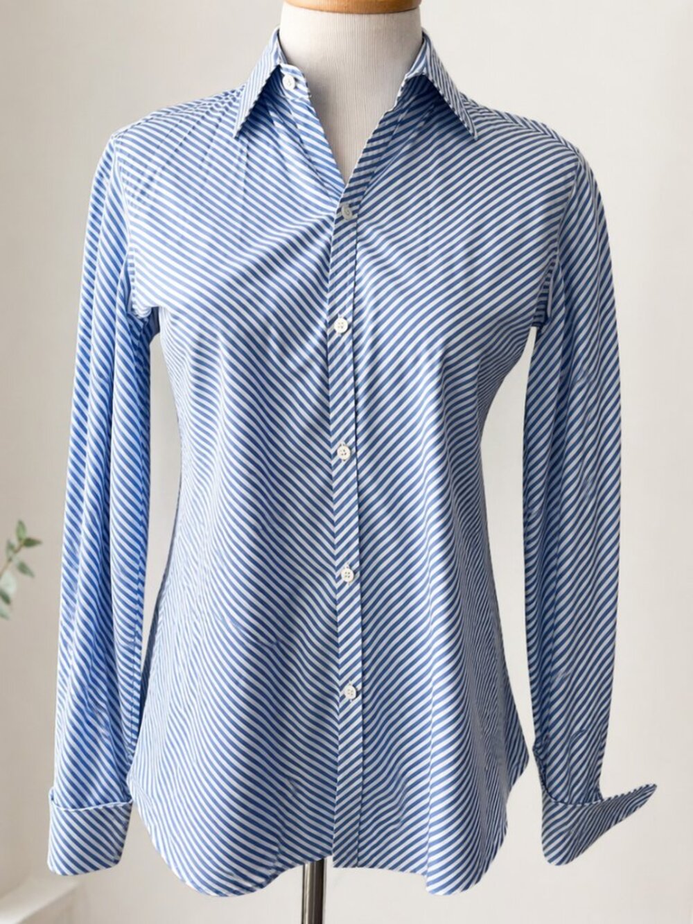 Ralph Lauren Women's Shirt Blue Stripes Long Sleeves Sz 4 Black Label